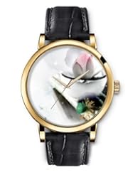 SPRAWL Aanalog Fashion Series Gold Ladies Watches of Genuine Black Leather Strap,Unique Wrist Watch for Women Girls Designed with Lotus flower on a wooden bar