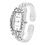 Geneva Platinum Rectangular Bezel Cuff Watch by SilverBin