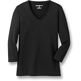 3/4-Sleeve Easy Fit Jersey V-Neck Tee