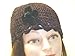 Cp121, Hand Crocheted Plum Chenille with Gimp Tweed Skull Cap with One Black Velvet Flower for Women and Teens