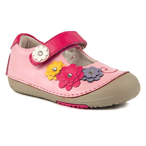 Momo Baby Girls First Walker/Toddler Flower Power Mary Jane Leather Shoes