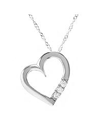 0.15 Carat (ctw) Sterling Silver 3 Stone White Diamond Heart Pendant