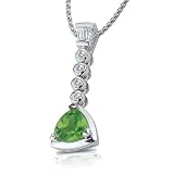 14k White Gold Trillion-Shaped Peridot and Diamond Pendant .13ctw (SI1/2 H-I)