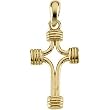 14K Yellow Gold Tubular Cross Pendant - 24.25x15.00mm