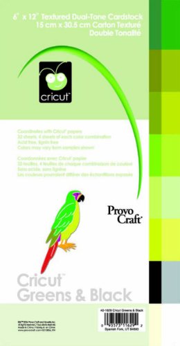 Cricut 6-Inch-by-12-Inch Cardstock Pad, Greens & Black