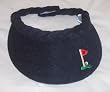 Golf Visor Terry Cloth Black with Embroidered Flag on Green
