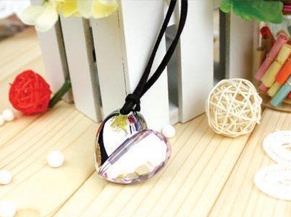 Pink Crystal  Shiny Heart Necklace Drive  Light Flash Shape
