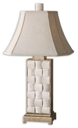 Uttermost Travertine and Silver Table Lamp