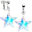 Handcrafted Austrian Crystal Aurora STAR Clip Earrings