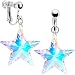 Handcrafted Austrian Crystal Aurora STAR Clip Earrings