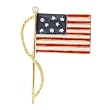 Brass Enamel American Flags with Clear CZ 45x35mm