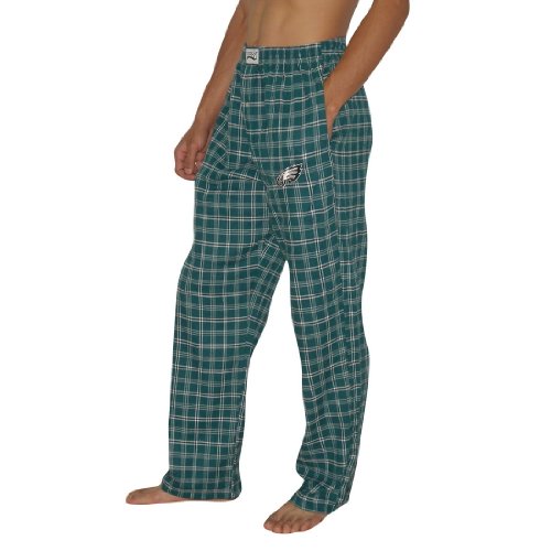 Mens NFL Philadelphia Eagles Plaid Cotton Thermal Sleepwear / Pajama Pants - Green (Size: XL)