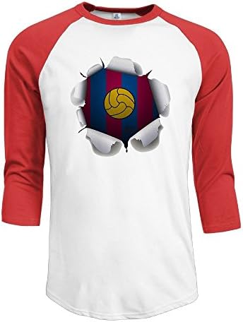 HUASHL Men's Futbol Club Barcelona 3/4 Sleeve Baseball T Shirts Red M