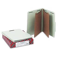 Smead Pressboard Classification Folders, 2 Dividers, 2/5 Right-of-Center Tab, Letter Size, Gray-Green, 10 per Box (14076)