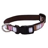 Xsmall Brown/Multi Stripe Dog Collar: 1/2 wide, Adjusts 6-12.
