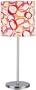 Marrs Collection Polished Steel Base Red Pink Circles Fabric Shade Table Lamp