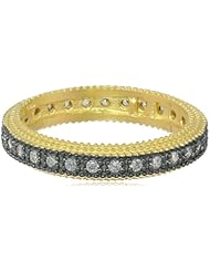Freida Rothman Belargo Jewelry "CLASSICS" 14k Gold-Plated Sterling Silver and Cubic Zirconia Two-Tone Pave Stacking Ring