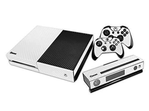 NDAD Full Body Screen Protector Vinyl Carbon Fiber White Skin Decal For XboxOne Console and 2PCS XboxOne Controller Skins Stickers