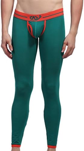 ZIHAN Men's Breathable Cotton Solid Slim Legging Pants Medium Green