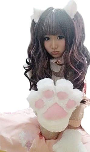 Onomii Cat Cosplay Collection 4-piece Set [ Glove Ear Tail Claw Tie ] [Black / White] (WHITE)