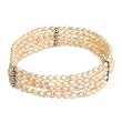 Sterling Silver Classic 5 Strand Cultured Pearl Bracelet, Peach Pink