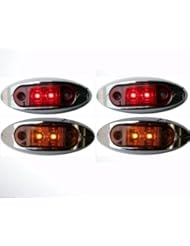 Automotive Parts and Accessories: 2 RED 2 AMBER 2" AutoSmart KL-15114RE Oval LED Clearance/Side Marker Light with Chrome Bezel for TRUCK TRAILER - KT
