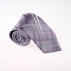 Purple Checkered Woven Silk Tie Gift Box Set lavender Mother's Day Present T8316