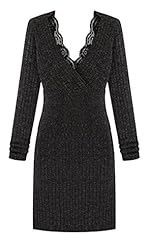 V-neck Lace Wool Long Sleeves Party Dress 