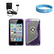 Durable Attractive Silicone Skin Transparent Purple Case for 4th Generation Apple iPod Touch + Apple Licensed Wall Charger + SumacLife TM Wisdom*Courage Wristband