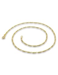 14K Gold Plated Silver Figaro Chain 2.3mm (16", 18", 20", 22", 24" Inch Lengths)