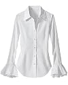 Newport News Lace-cuffed poplin blouse