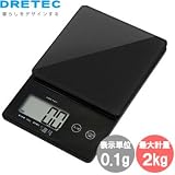 ドリテックDRETEC デジタルスケール（はかり）「ストリーム」2kg キッチンスケール・クッキングスケール計りKS-245BKの画像