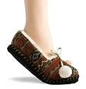 HUE Women's Faux Shearling Fairisle Shue, Mink, Large