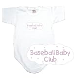 BABY BODYSUIT WHITE  PINK CLOUD BASEBALL CLUB  0 - 3 Months