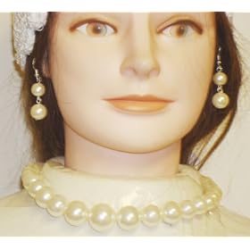 Click here to buy Graduated Cultured White Pearl Dylan Necklace and Earrings for Women and Teens by Gita.