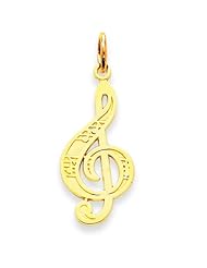 14K Yellow Gold Treble Clef Charm Music Note Jewelry