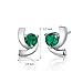Peora Simulated Emerald Stud Earrings for Women 925 Sterling Silver, 1.50 Carats total Round Shape 6mm, Friction Backs