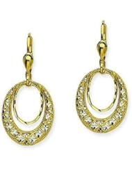 14kt Two Tone Door Knocker Leverback Earrings