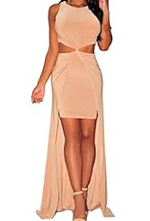 Polyester/Spandex Spring Summer Winter Cutout Sleeveless Club Dress/Party Dress/Maxi Dress 