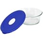 Pyrex Storage Deluxe 3-2/3-Cup Oval Dish, Clear with Blue Lid