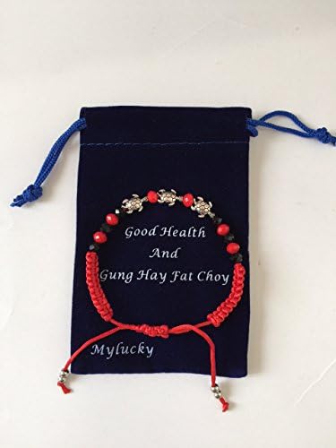 Feng Shui Red String Bracelet with Three Turtles Tortoise