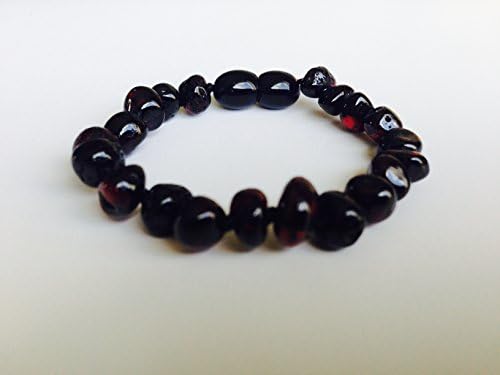 Certified Natural Batlic Amber Baby Teething Bracelet - Black Baroque - *SCREW CLASP* *SAFETY KNOTTED*