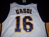 GAI Authentic Pau Gasol Autograph Home White Los Angeles Lakers Jersey
