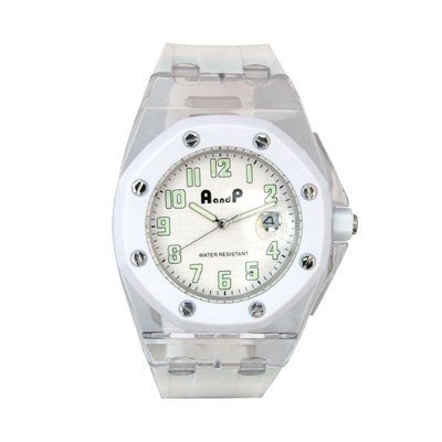 Alexander & Paul Polycarbonate Quartz Watch - White Dial white Bezel White Strap