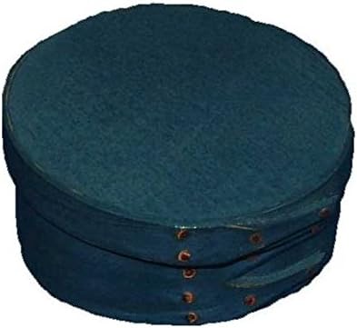 # 0 Shaker Round Box in Federal Blue Milk Paint; Lacquer Finish