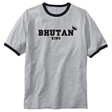 T-Shirt Ringer Heather Gray  Bhutan King  Country