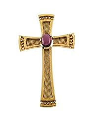 14K Yellow Gold Rhodolite Garnet Cross Pendant - 56.50x33.25mm -- LIFETIME WARRANTY