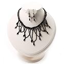 Black Gothic Fashion Necklace And Earring Set