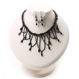 Black Gothic Fashion Necklace And Earring Set