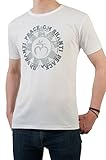 Men's White Bamboo Yoga Jersey T-Shirt with Om Shanti Design